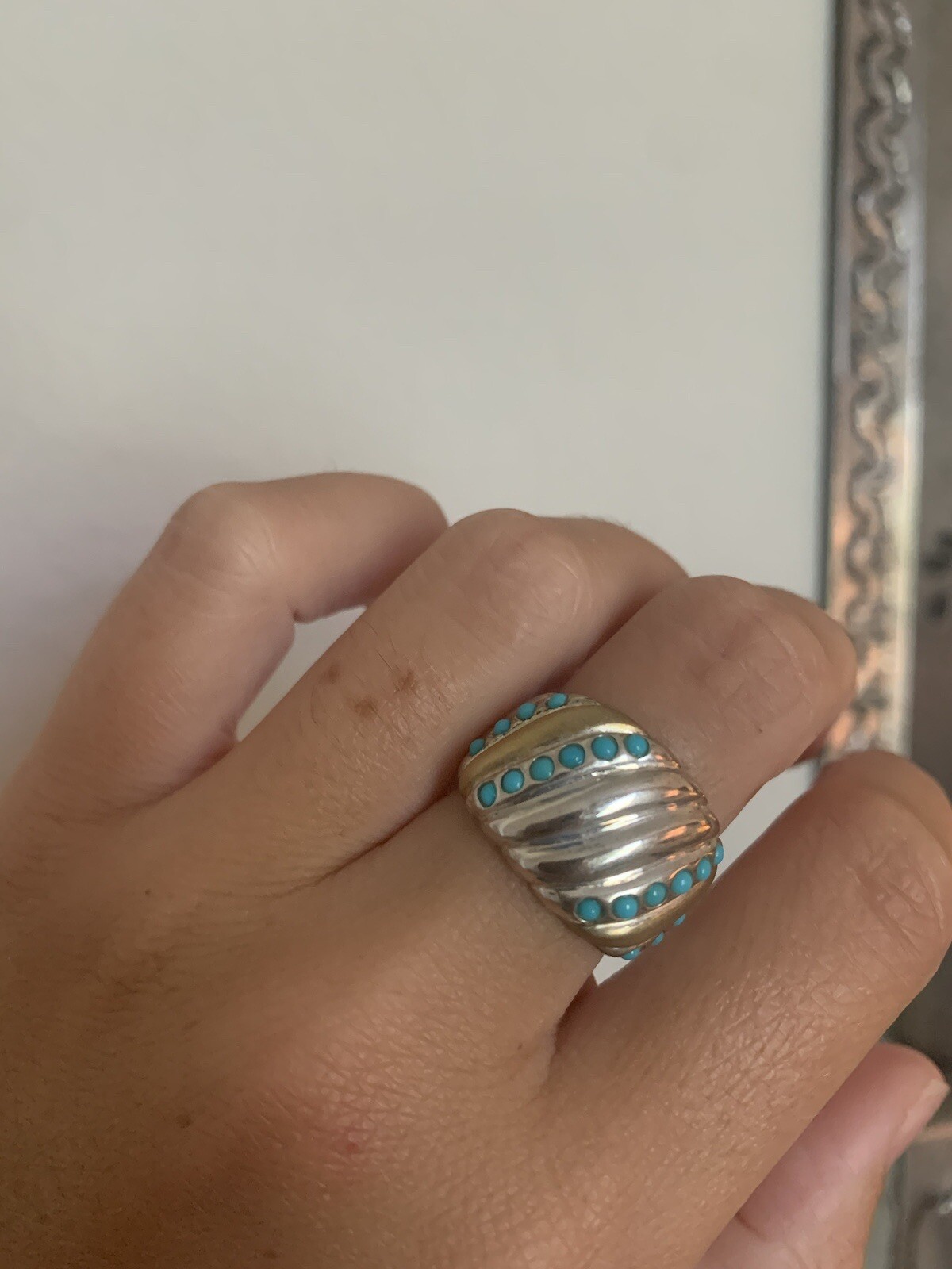 Sterling Silver 925 Statement Ring With Turquoise… - image 7