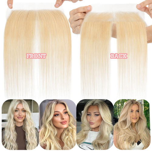 USA FULL LACE HAND-TIED FRONT HAIRLINE HUMAN HAIR PATCHES Hairpiece Women Topper - Picture 13 of 26