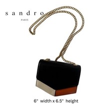 Sandro Women's Leather Black/multi Mini Chained Crossbody Bag
