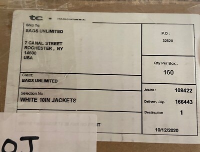 White 10'' Vinyl LP Protective Blank Record Jacket (Box of 160 Count)