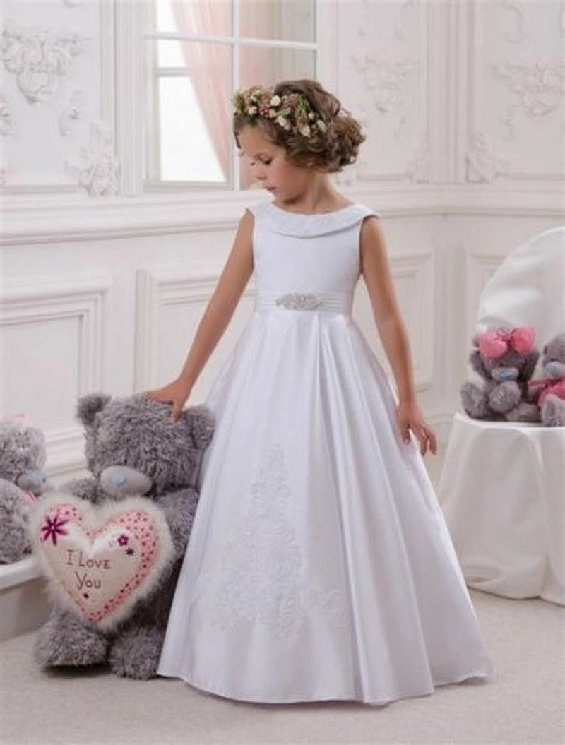 satin flower girl dress