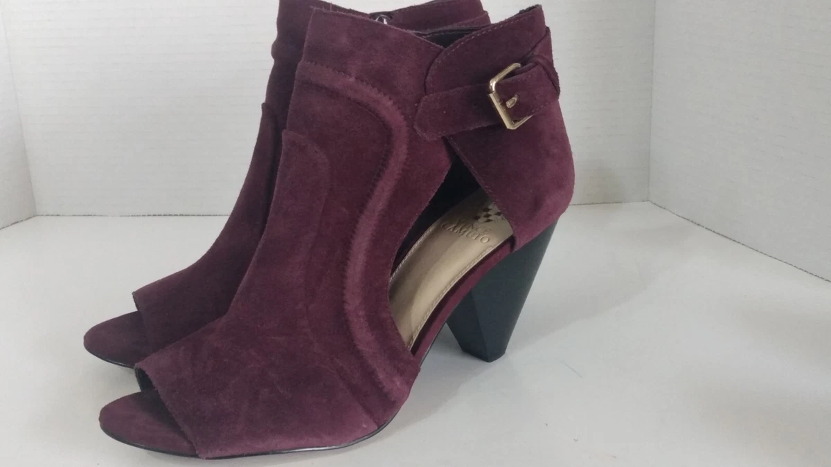 Burgundy open top toe booties