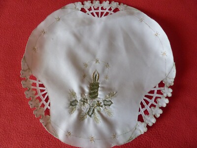 Tischdeckchen Weihnachtsdeckchen KERZE Deckchen WEIHNACHTEN Crem-Weiß Ø30cm
