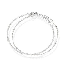 Sterling Silver Chain Bracelets Set of 2 Dainty Jewelry Gifts for Women Men