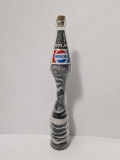 Pepsi Cola Vintage 14" Stretched Bottle - Filled W/ Blk & Wht Sand Souvenir