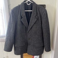 Vintage LL Bean Herringbone Tweed Wool Jacket Blazer Size 44 Thinsulate