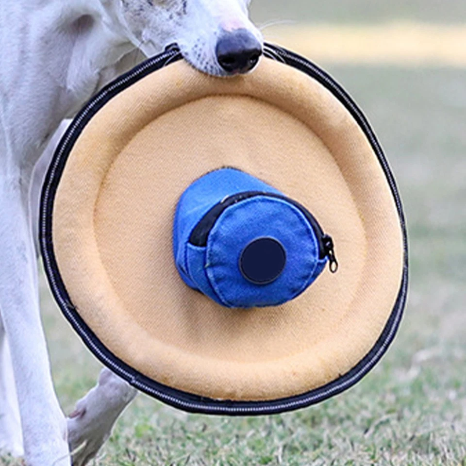 Disco volador de lona para perros mascotas cachorros ejercicio seguro correr al aire libre entrenamiento juguete disco volador Foto 2 de 4
