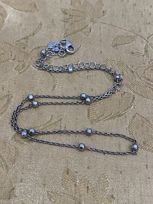 Classic Designer Signed AV 925 Italy Sterling Silver Bead Chain Necklace 14 