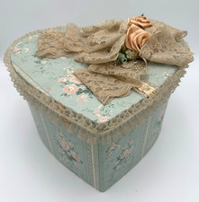 Vintage Designers Attic Large Hat Box Roses  Lace