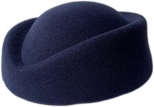 Wool Cap Stewardess Pillbox Hat Teardrop Fascinator Base Sweet Navy