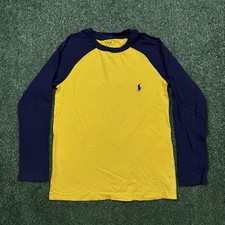 Polo Ralph Lauren T Shirt YOUTH Size S Yellow Long Sleeve Logo Casual Boys