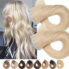 US Tape In 100 Remy Human Hair Extensions Skin Weft 150g Thick Blonde Full Head