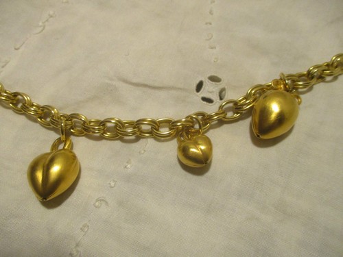 Vintage Gold Metall Puffy Herz Charm Kette Gürtel - Bild 7 von 15