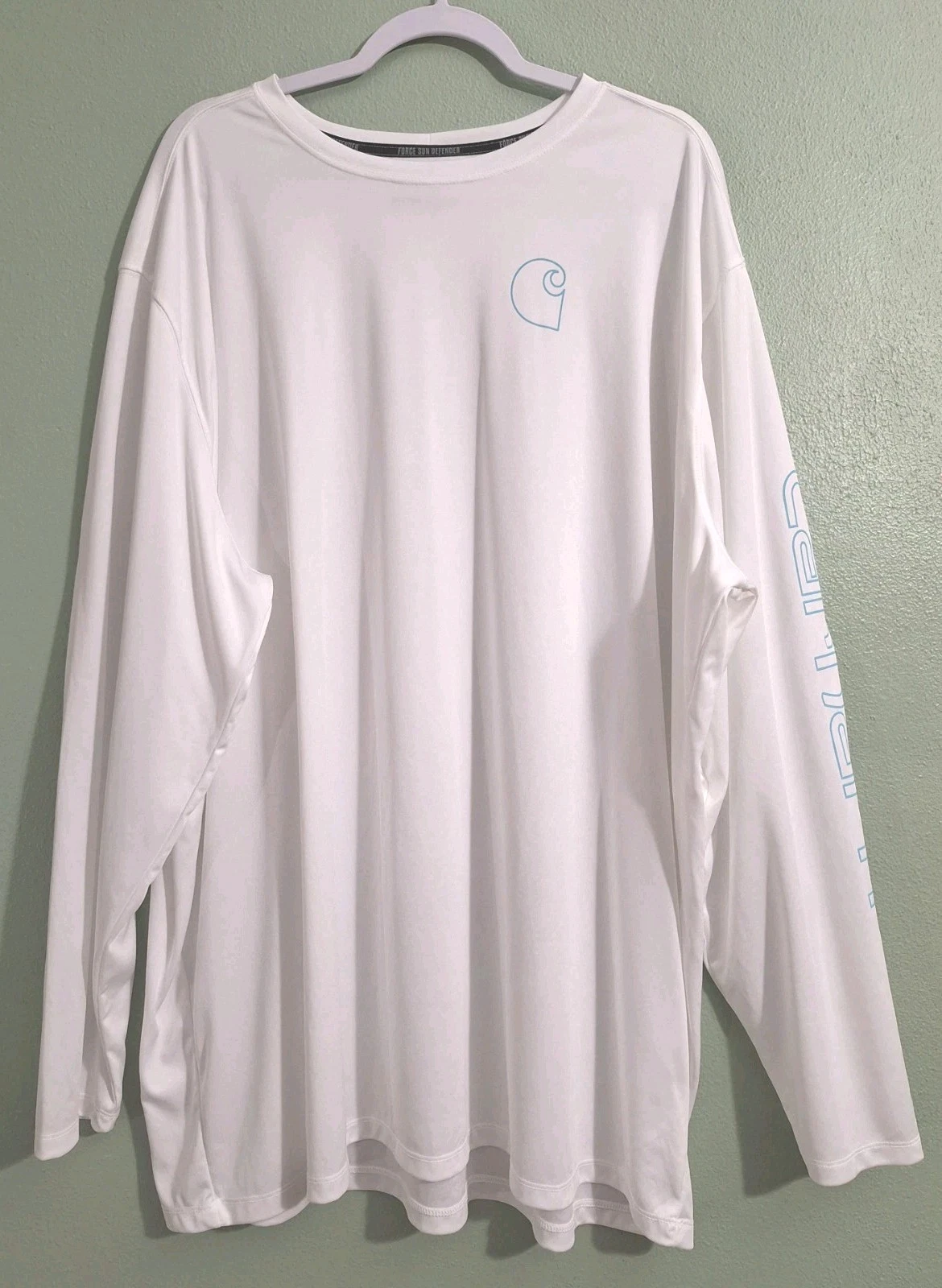 Carhartt Mens Force Sun Defender Shirt 4XL White Workwear Fishing Tee Logo Beach