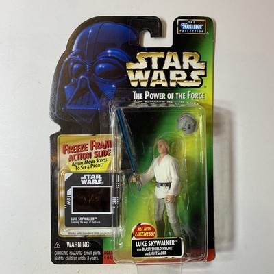 1997 Kenner Star Wars Power of the Force LUKE SKYWALKER w/ BLAST SHIELD (FF) MOC