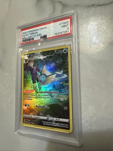 Pokémon TCG Vaporeon TG02/TG30 Brilliant Stars Ultra Rare Full Art Holo PSA 9