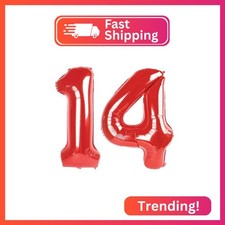 40 Inch Red Number 14 Balloons Foil Digital Helium Number Balloons