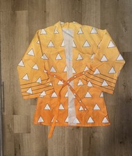 Demon Slayer Anime Agatsuma Zenitsu SMALL Kimono Robe Cosplay Halloween Costume