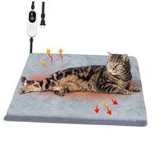 Pet Heating Pad, 9 Adjustable Temperature Cat Heating Pad with Timer, Gray