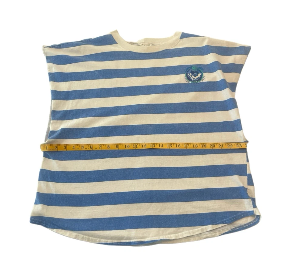 VTG No Limits Muscle Wear Shirt Striped Blue 90s Made in USA - Image 3 of 4