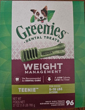 Greenies Weight Management Dental Dog Treats Teenie 96 Count 27 Oz Exp 5/27