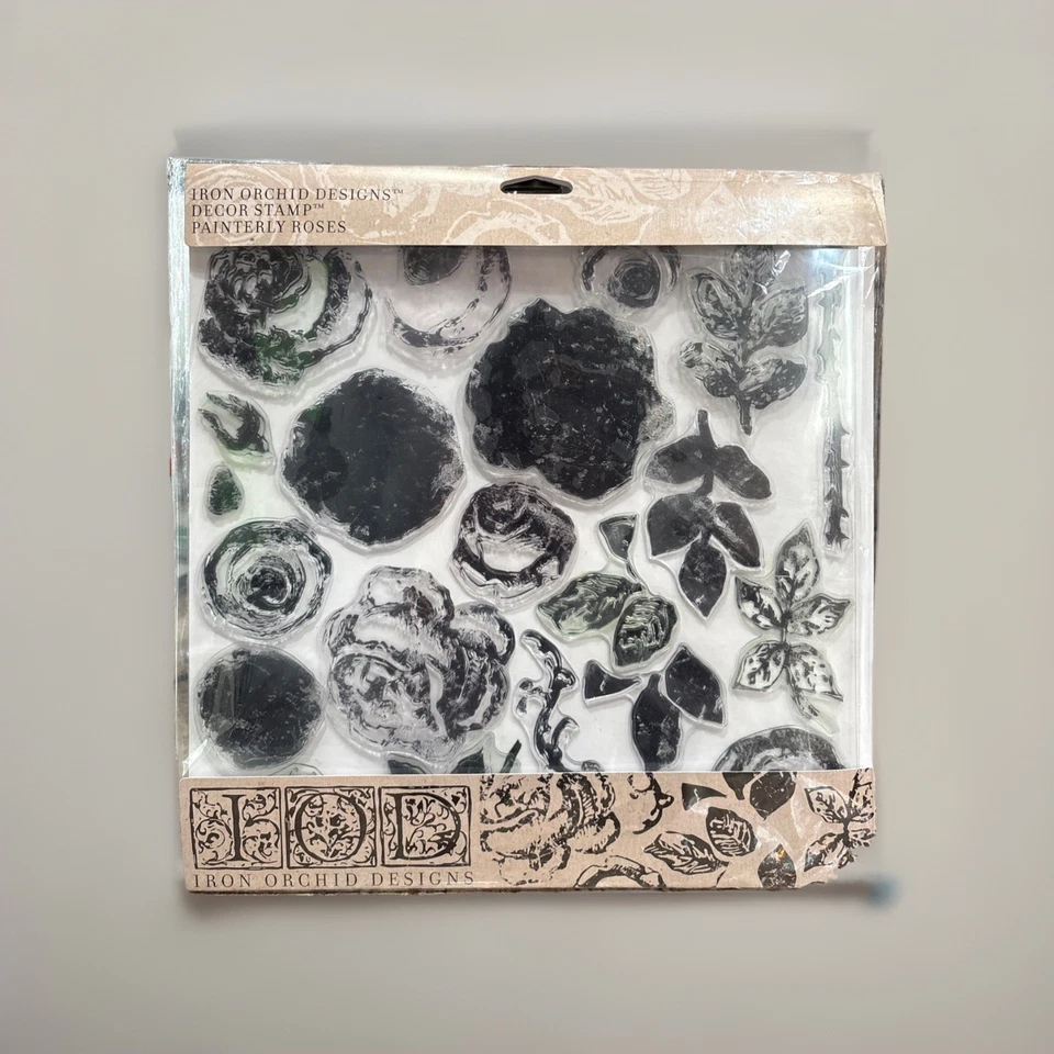 Sello decorativo IOD "Rosas pintorescas" 2018 retirado y raro coleccionistas artesanía hágalo usted mismo H2F Foto 3 de 4