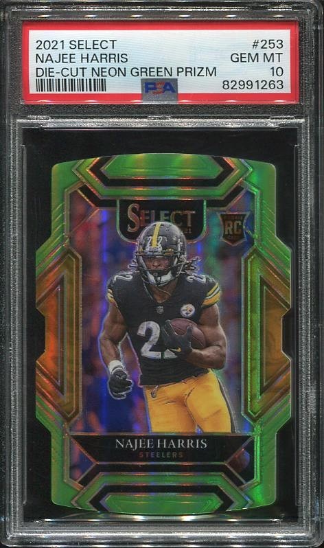 2021 Najee Harris Rookie PSA 10 Select Neon Green Die-Cut /349 #253 Steelers