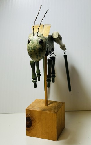 Wooden Grasshopper Garden Decor Handmade 12” Tall - Picture 3 of 11