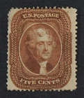 CKStamps: US Stamps Collection Scott#30 5c Jefferson Mint H OG Small Thin $1200