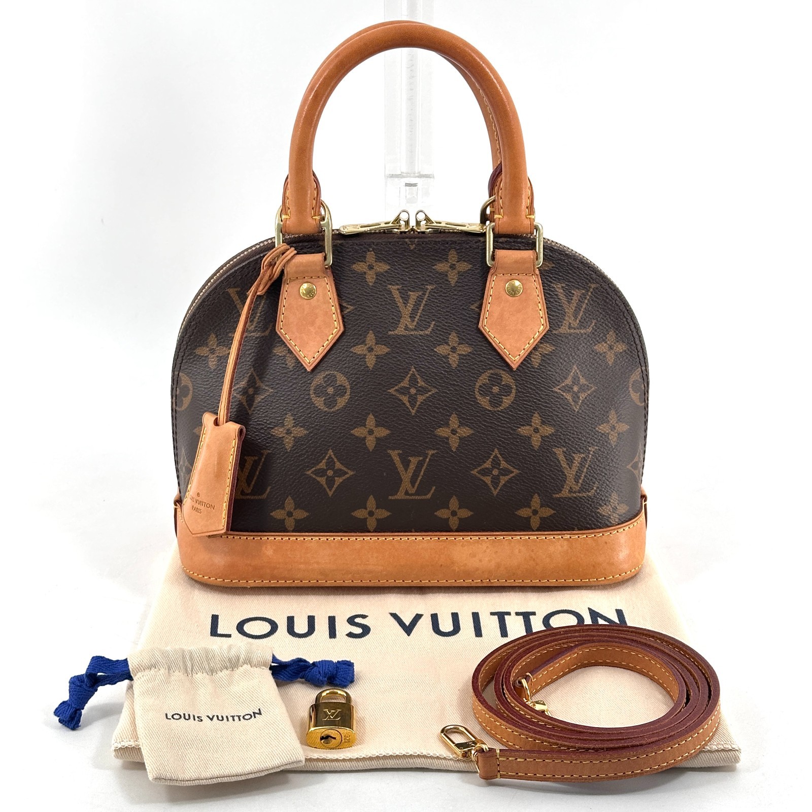 Louis Vuitton Alma BB Monogram Top Handle 2way Shoulder Hand Bag Authentic