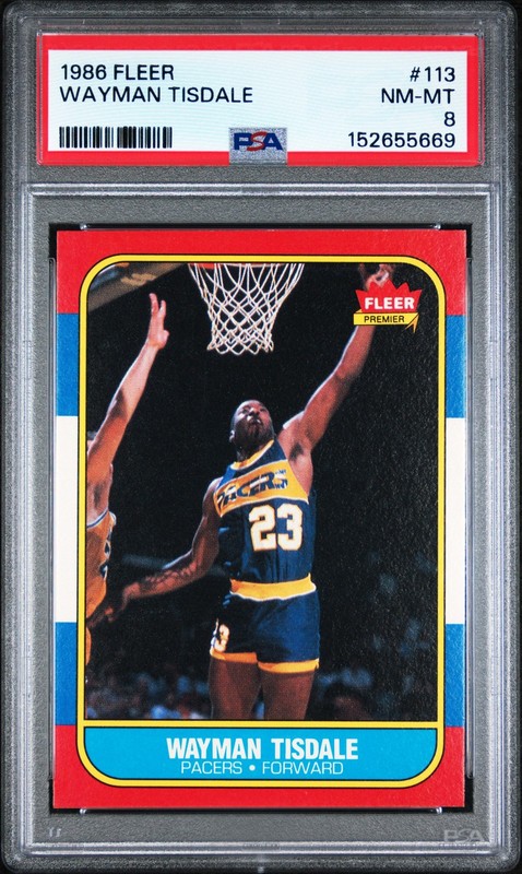 1986 FLEER #113 WAYMAN TISDALE ROOKIE RC PSA 8
