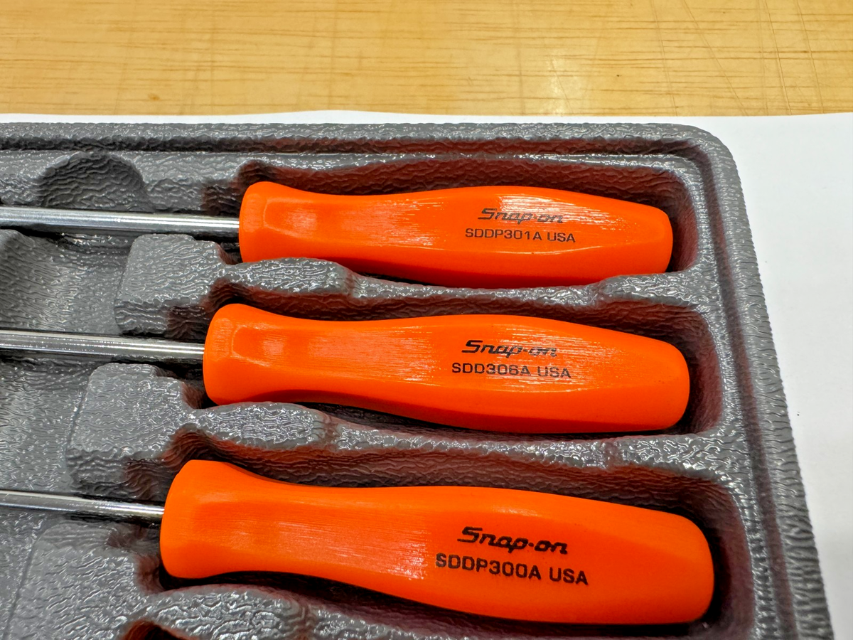Snap-on Tools USA NEW ORANGE 4pc Mini Hard Grip Combo Screwdriver