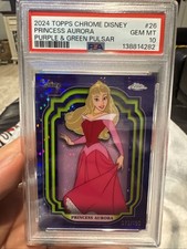 2024 Topps Chrome Disney /150 PRINCESS AURORA #26 Purple Green Pulsar PSA 10