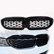 Front Kidney Grill Grille For 2019-2022 Bmw G20 330i M340i Glossy Black Diamond