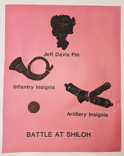 Civil War Battle Of Shiloh Insignia Hat Horn Artillery Cannon Jefferson Davis