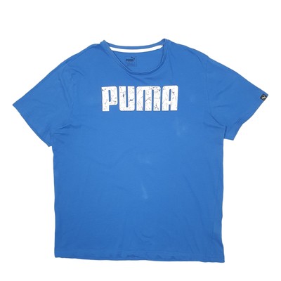 PUMA Blue T Shirt Tee Spellout Short Sleeve Cotton Blend Mens XL