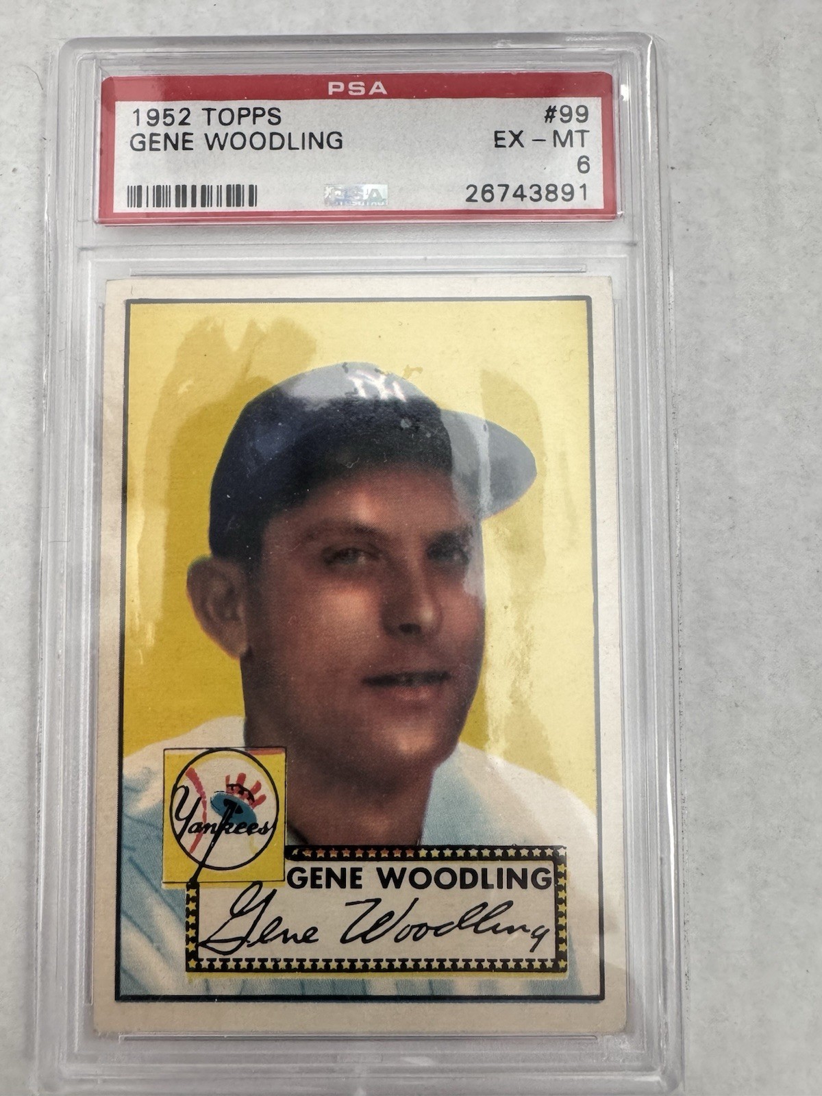 1952 Topps #99 GENE WOODLING PSA 6 EX/MT New York YANKEES
