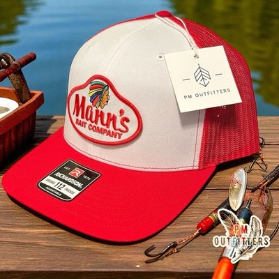 Mann s Bait Co Fishing Hat Retro Patch Richardson 112 Trucker Snapback