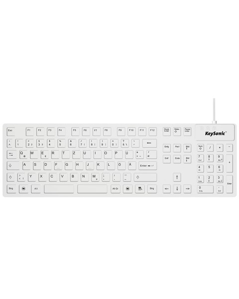 KeySonic KSK-8030 IN (De) White Keyboard Industrial USB Qwertz German-image