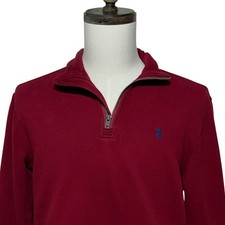 Polo Ralph Lauren Sweater Mens Medium Red Quarter Zip Pullover Sweatshirt