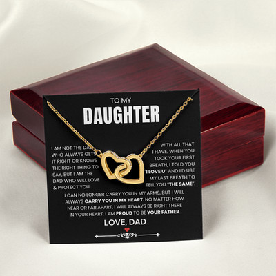To my daughter linked hearts Necklace Gift for Birthday Graduation Christmas