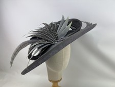 Vivien Sheriff Grey Blue Coloured Wide Brimmed Fascinator (1243)