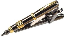 Bassin and Brown Mens Fountain Pen Tie Bar - Black/Gold