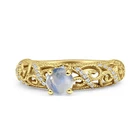 Art Deco Round Natural Moonstone Filigree Ring 925 Sterling Silver