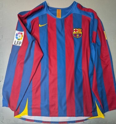 Ronaldinho 10 XL FC Barcelona 2005 2006 L/S Home Jersey Camiseta