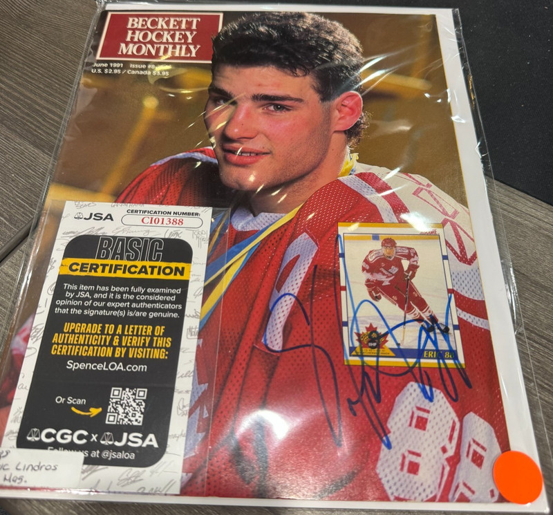 ERIC LINDROS signed/autographed BECKETT HOCKEY MONTHLY Magazine JSA