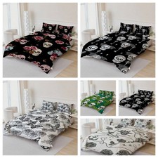 3D Skull Flowers Leaves Pattern Quilt Cover Duvet Cover Comforter set