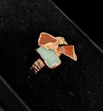 Jaspis und Aventurin Edelsteinring aus Kupfer und Edelstahl,Heilsteine Boho