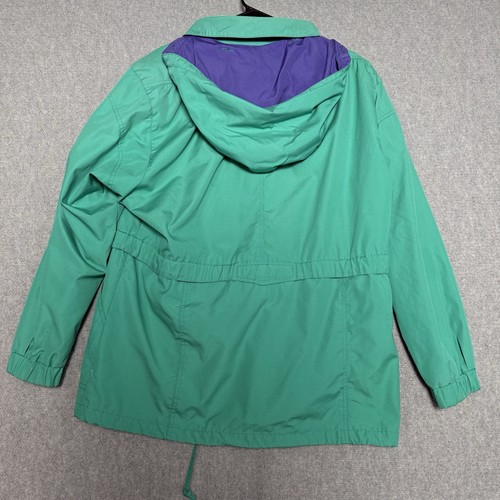 Vintage London Fog Women's Rain Coat Size XL Teal Purple Floral Pattern Lining - Picture 7 of 9
