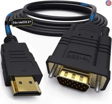 NewBEP HDMI to VGA Adapter Cable, 6ft/1.8m Gold-Plated 1080P Male Active Video